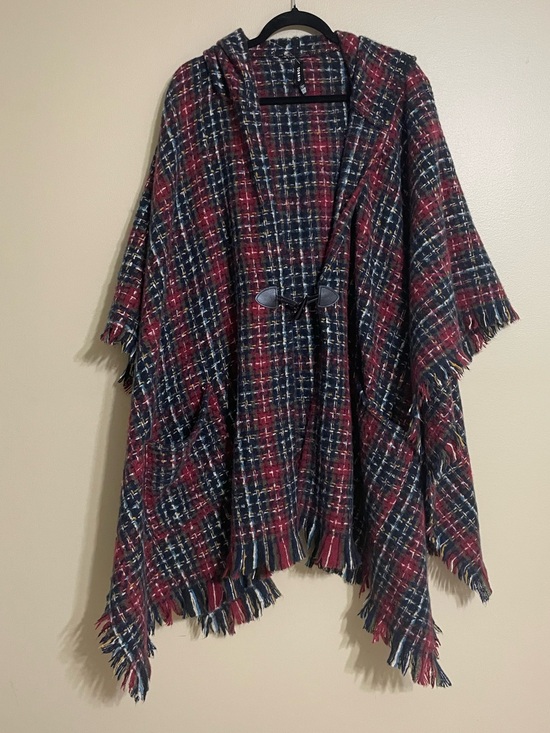 torrid Sweaters - Torrid Hooded Ruana Plaid Poncho One Size